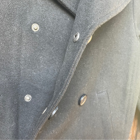 Double Breasted Black Wool Jacket Winterweight Full Lined Zipper & Snap … - Picture 4 of 13